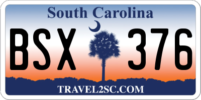 SC license plate BSX376