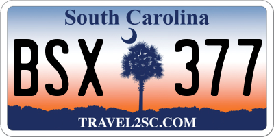SC license plate BSX377
