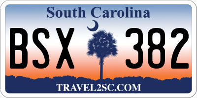SC license plate BSX382