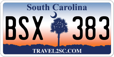 SC license plate BSX383
