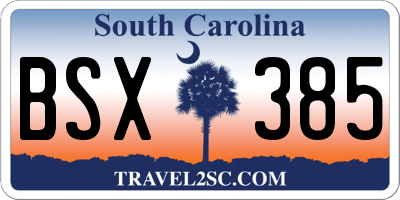 SC license plate BSX385