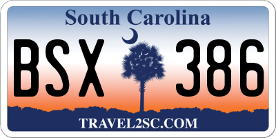 SC license plate BSX386