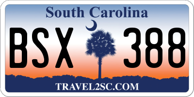 SC license plate BSX388