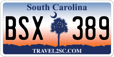 SC license plate BSX389