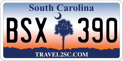 SC license plate BSX390