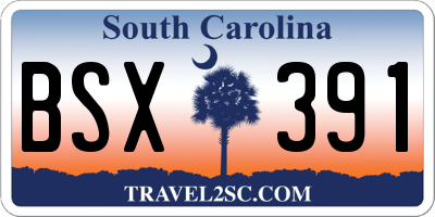 SC license plate BSX391