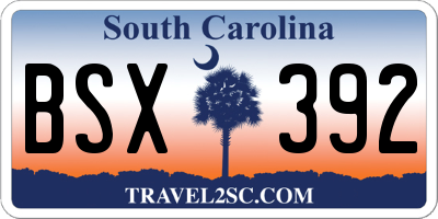 SC license plate BSX392