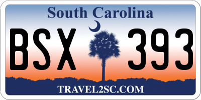 SC license plate BSX393