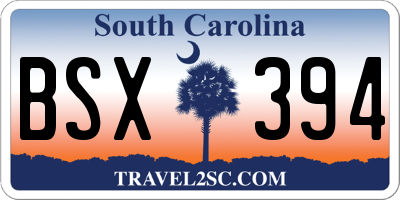 SC license plate BSX394