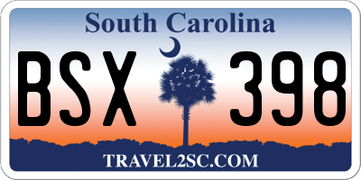 SC license plate BSX398