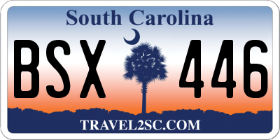 SC license plate BSX446