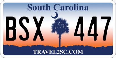 SC license plate BSX447