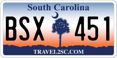 SC license plate BSX451