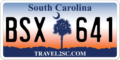 SC license plate BSX641