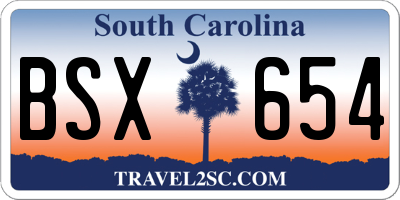 SC license plate BSX654