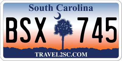 SC license plate BSX745