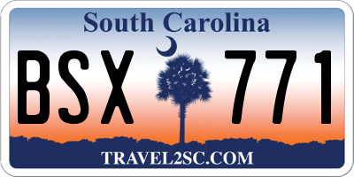 SC license plate BSX771