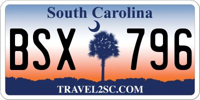 SC license plate BSX796