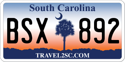 SC license plate BSX892