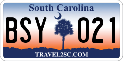 SC license plate BSY021