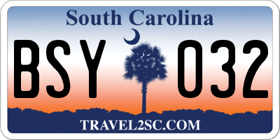 SC license plate BSY032