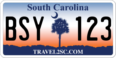 SC license plate BSY123