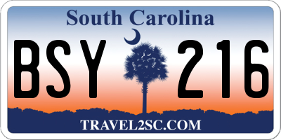 SC license plate BSY216
