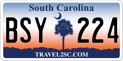 SC license plate BSY224