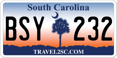 SC license plate BSY232
