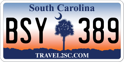 SC license plate BSY389