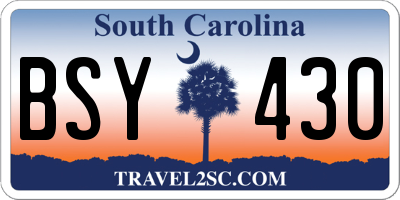 SC license plate BSY430