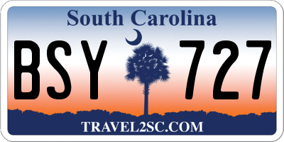 SC license plate BSY727