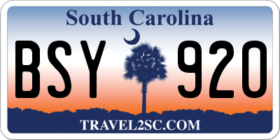 SC license plate BSY920