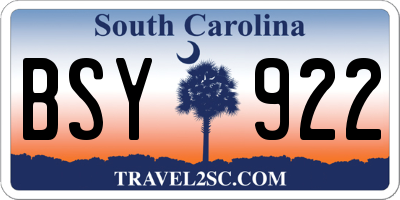 SC license plate BSY922