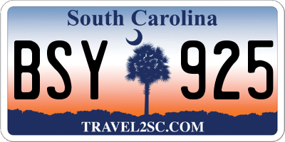 SC license plate BSY925