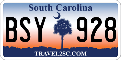 SC license plate BSY928