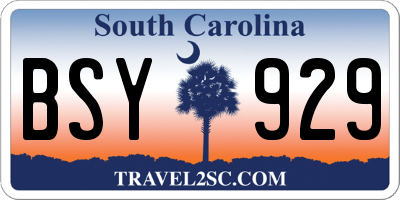 SC license plate BSY929