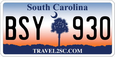SC license plate BSY930