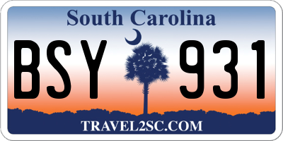 SC license plate BSY931