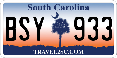 SC license plate BSY933
