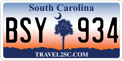 SC license plate BSY934