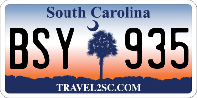 SC license plate BSY935