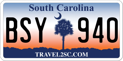 SC license plate BSY940