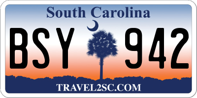 SC license plate BSY942