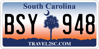 SC license plate BSY948