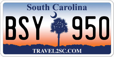 SC license plate BSY950