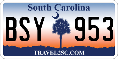 SC license plate BSY953