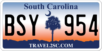 SC license plate BSY954