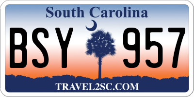 SC license plate BSY957