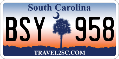 SC license plate BSY958